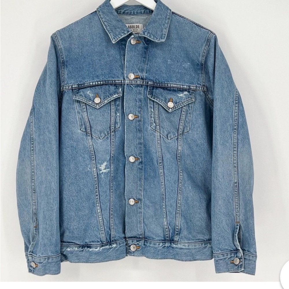 Agolde Faded Blue Denim Jessie Jacket Size Large